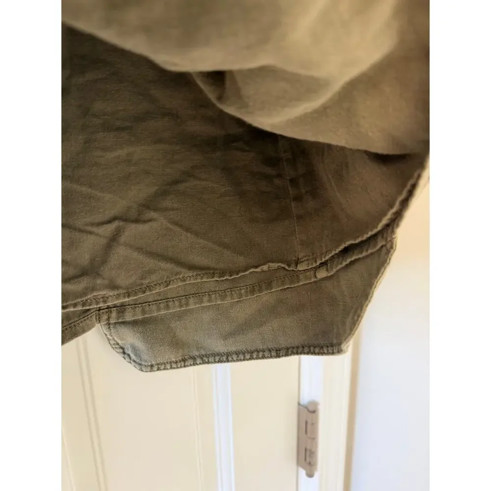 Free People Nevada Khaki Cargo Mini Skirt Size 4 Cotton Linen Blend Pockets - Picture 6 of 8